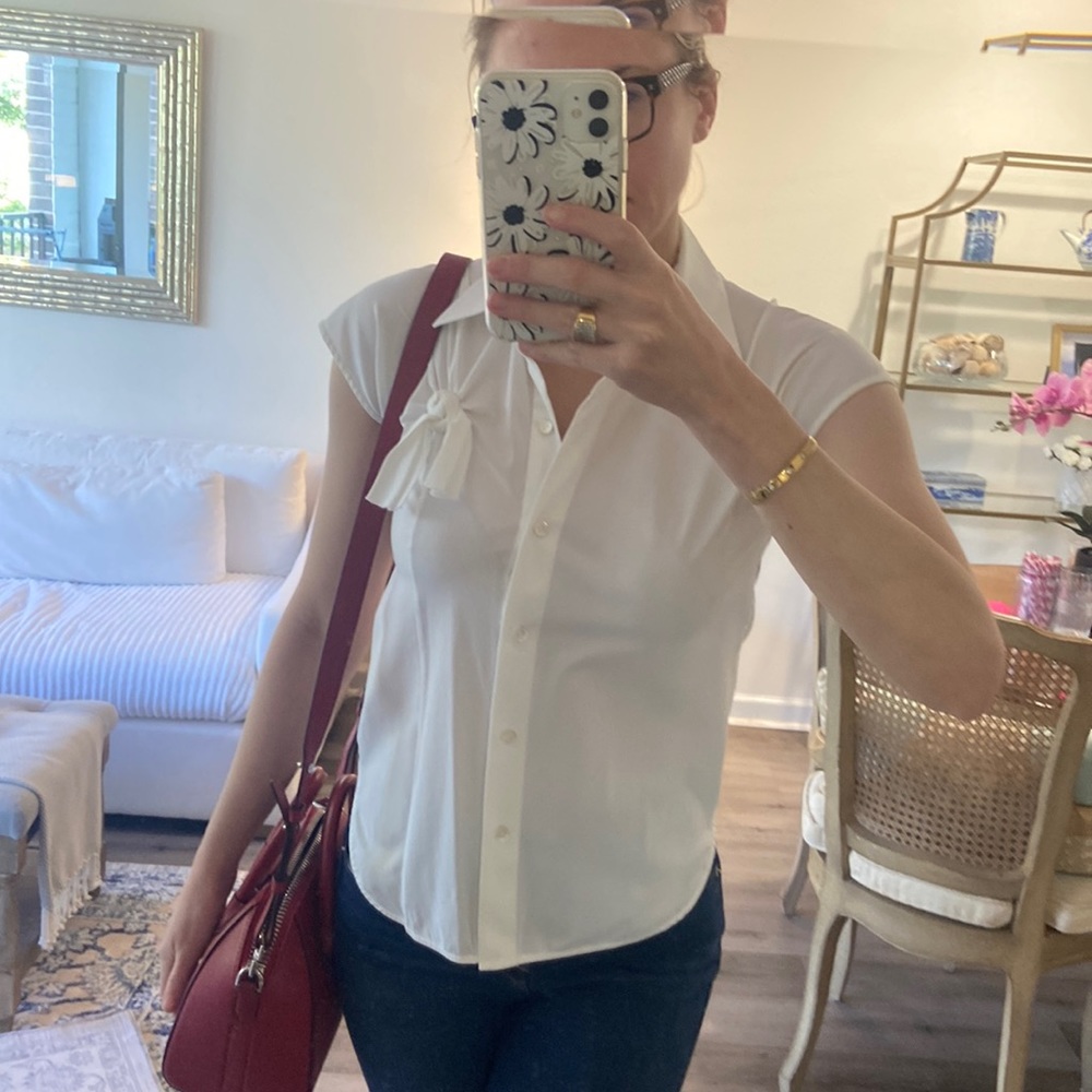 White helmet long sleeveless button down NWOT XS